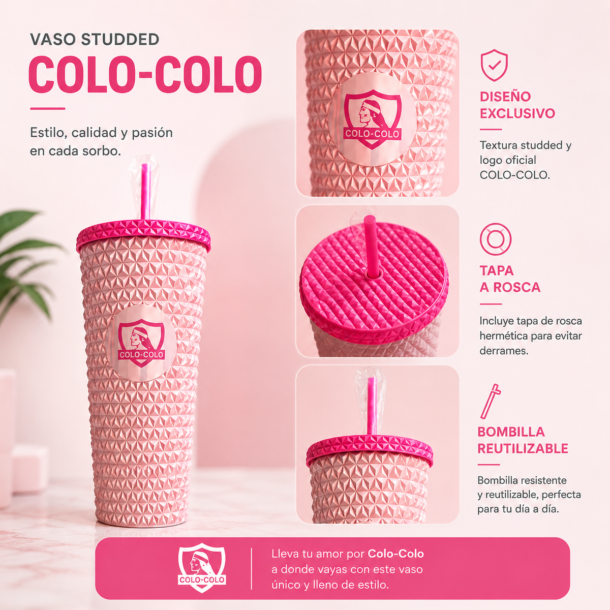Vaso Studded Colo-Colo 780 ml